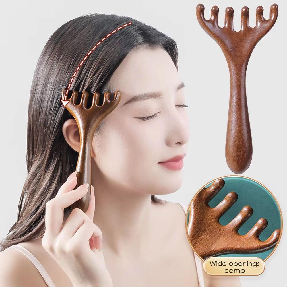 Wide Tooth Head Meridian Massage Comb Six-Claw Massage Gua Sha Tools  for Promote Blood Circulation