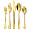 Chinese Patterned Stainless Steel Tableware Set for Household Knives  Forks  Spoons  Black 20/40 Piece Set