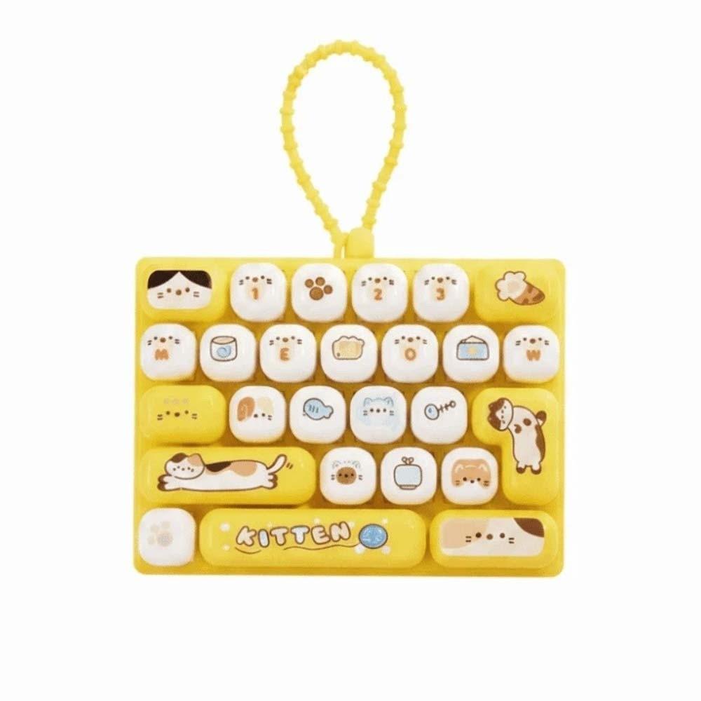26 Keys Layout Mechanical Keycap Clicker Cute Cartoon Backpack Key Chain Pendant Students