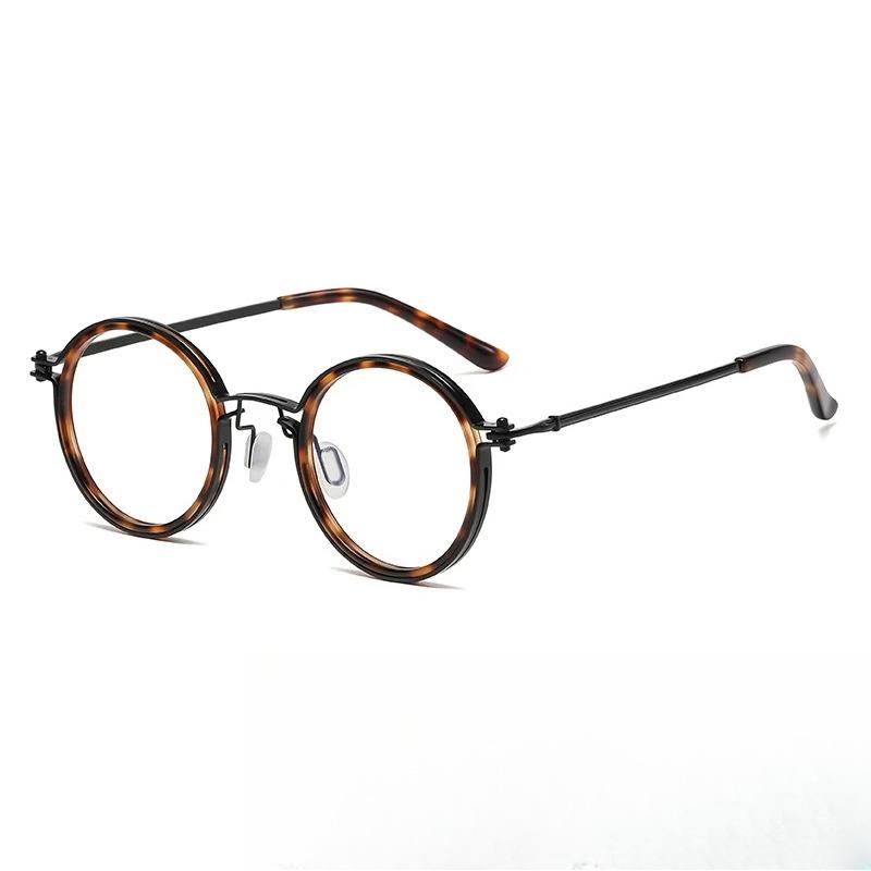 Round Optical Glasses Frame Men Anti Blue Light Clear Lens Eyeglasses Vintage Casual Metal Frame Myopia Spectacle Frame