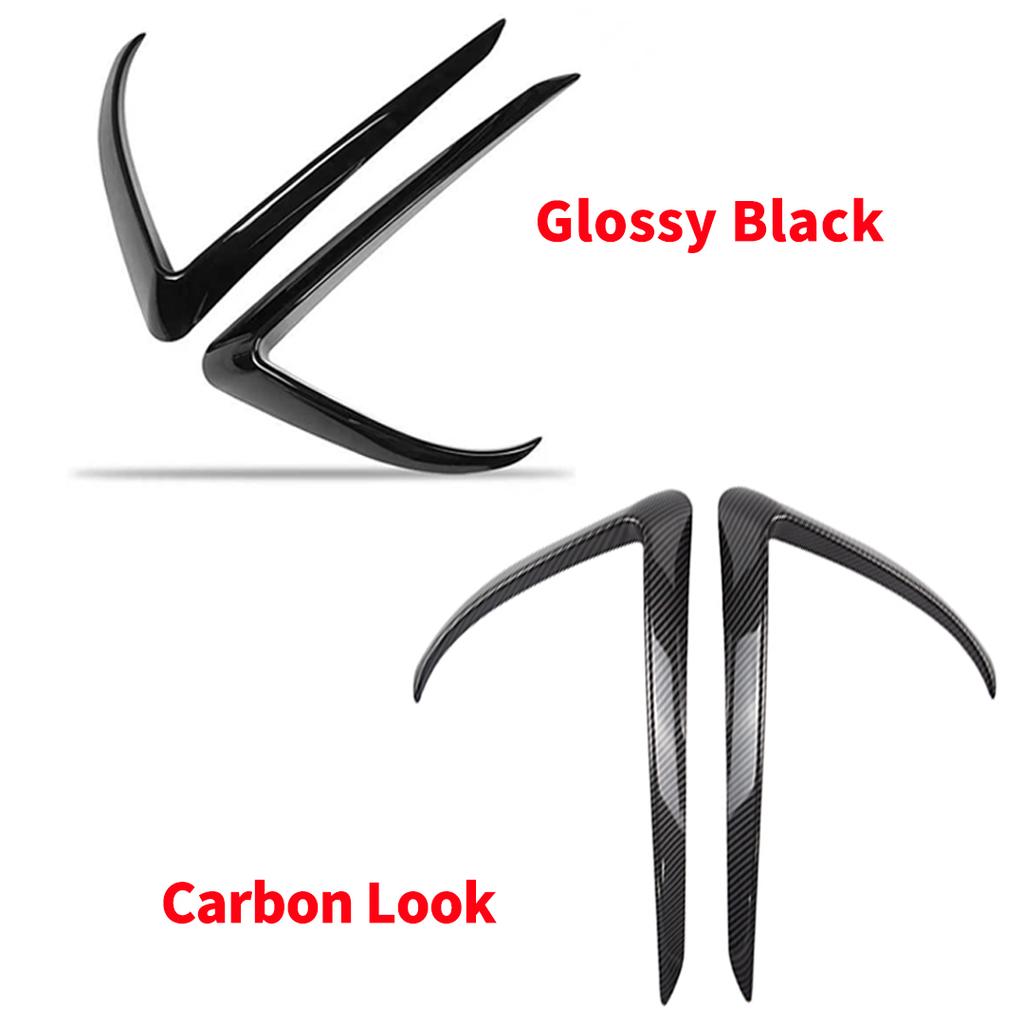 Front Fog Lamp Eyebrow Wind Knife For Tesla Model 3 Y 2016-2023 ABS Glossy Black Fog Lamp Trim Carbon Look Blade Trim Light