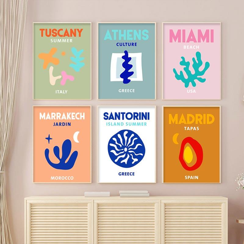 Ibiza Mykonos Tulum Athen Toskana Madrid Wandkunst Leinwand Poster und Drucke Nordische Malerei Wandbilder für Wohnzimmer Dekor
