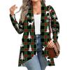 Women's Fall And Winter Fashion Casual Print Long Sleeve Mid-Length Cardigan Jacket