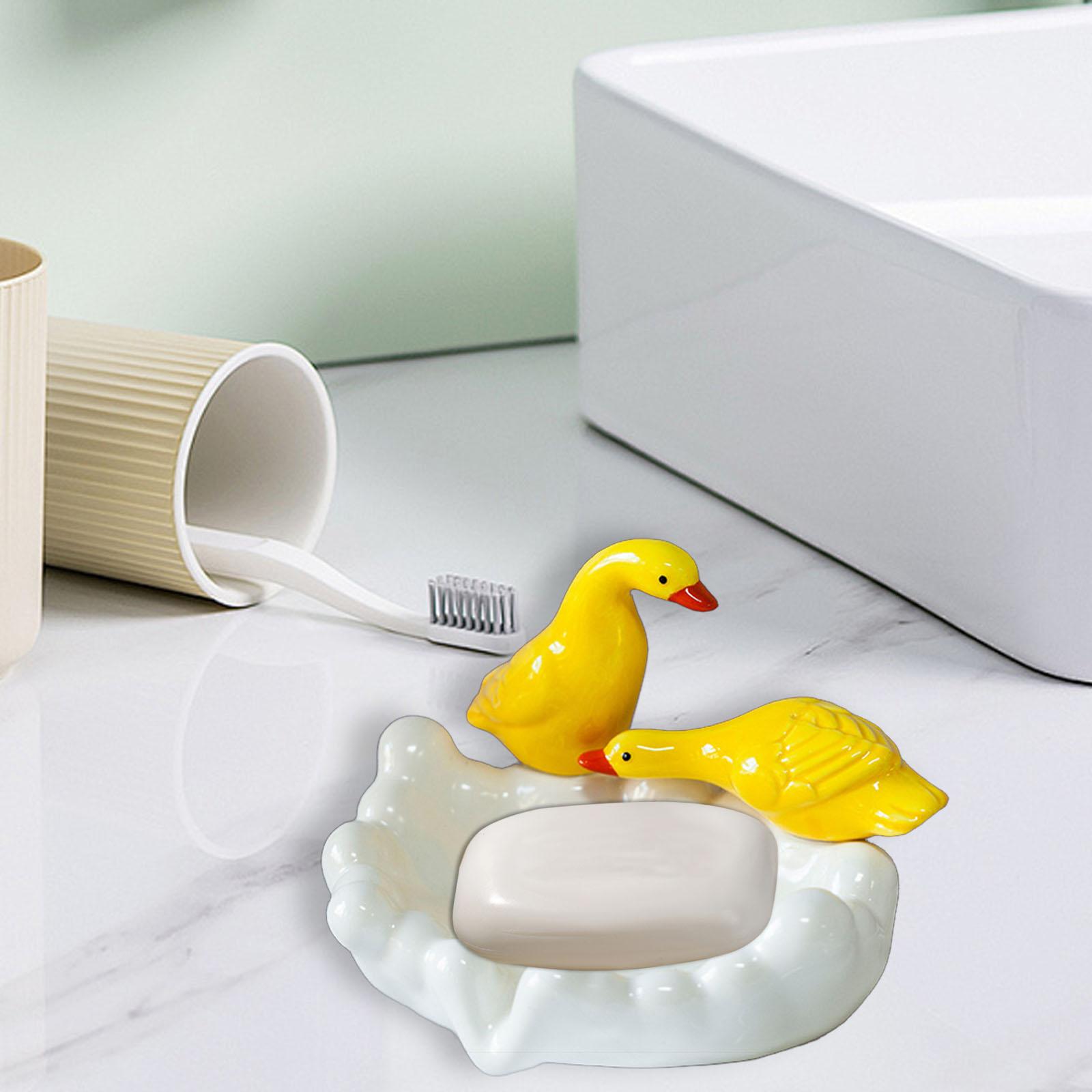 Soap Dish Easy Cleaning Soap Container Portable Cartoon Ceramic Soap Holder for Kitchen Countertop Shower Bathtub Decorative