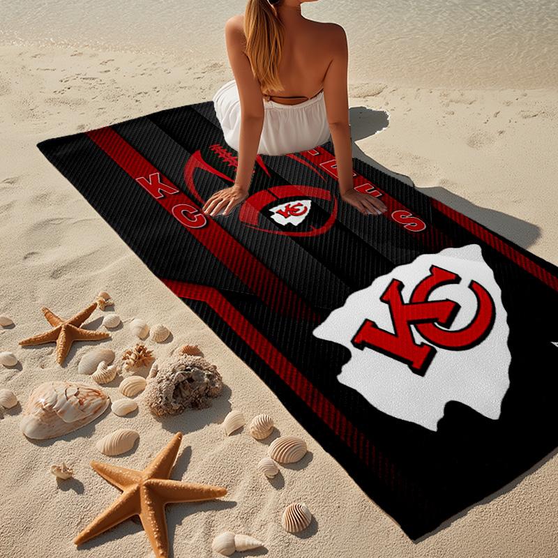 Kansas City Chiefs Football Microfiber Beach Towel, Lightweight And Quick-Dry, for Summer Travel, Beach Essential, Swimming Pool