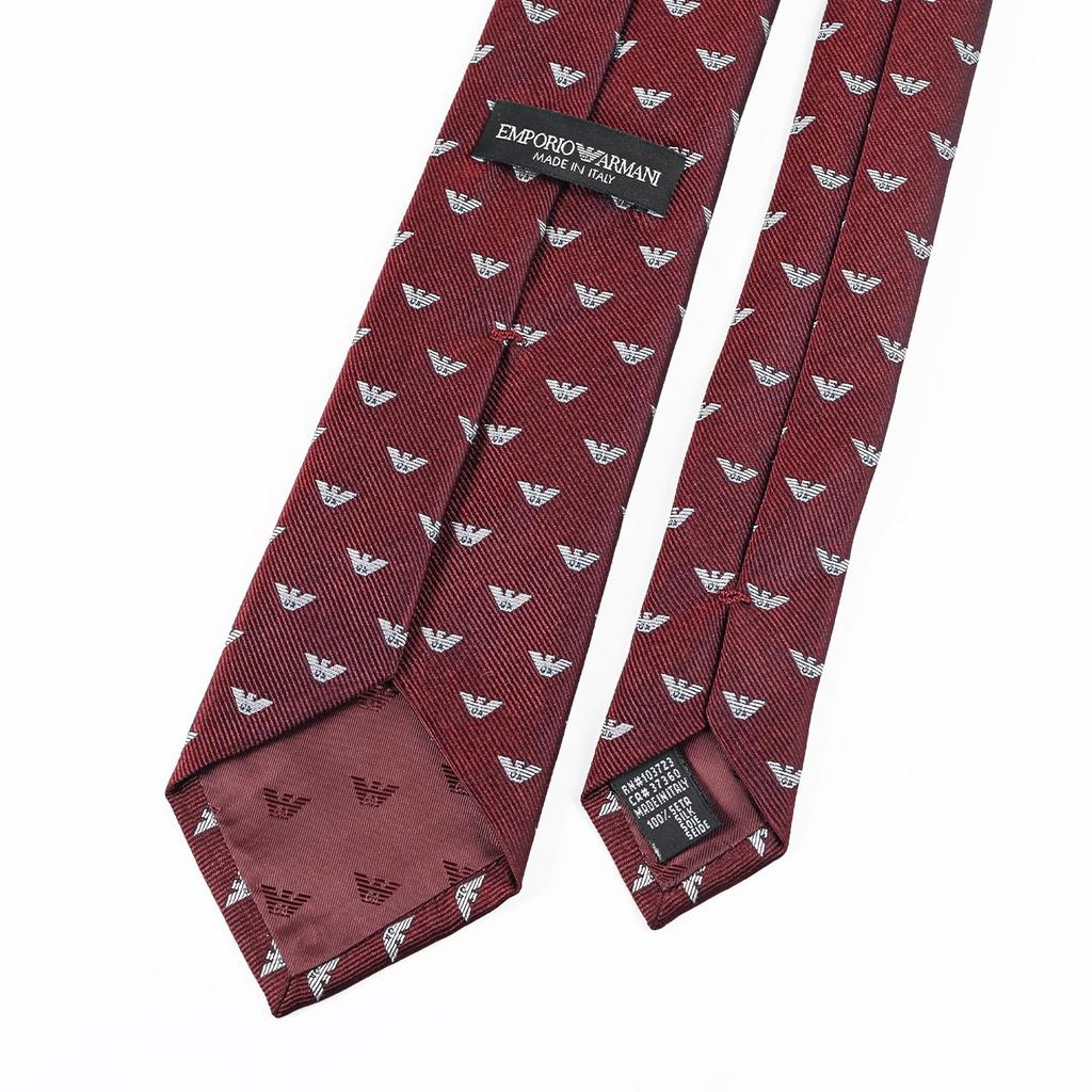 [Emporio Armani] Emporio Armani Men's Tie, 7.5cm Wide, 100% Silk, Eagle Logo, Bordeaux, MADE IN ITALY, 340075 3R616 00276 [Item]