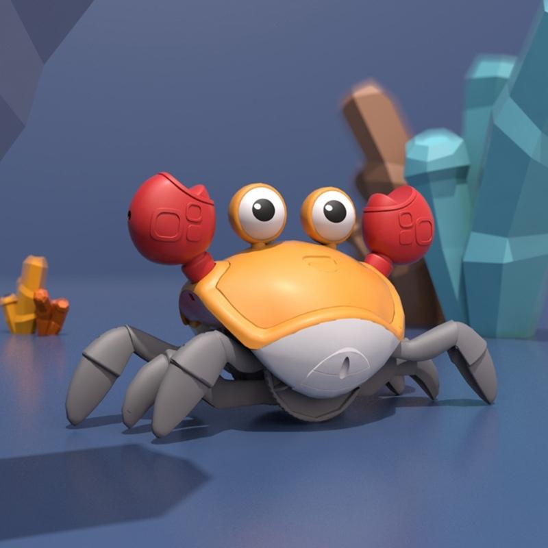 Musical Light Up Crabs Toy for Toddlers Encourages Crawling Walking Electric Obstacle Avoidance Crabs Kids Learning Toy