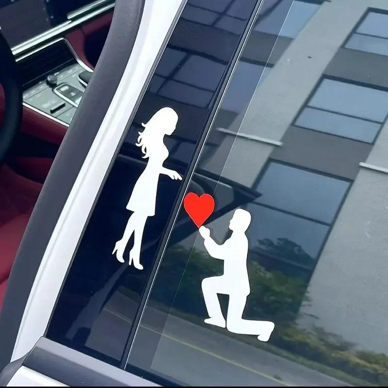 New Car Sticker Love Couple Propose Romantic Proposal Sticker Creative Body Door Auto Side Glass Waterproof Motorcycle Decal