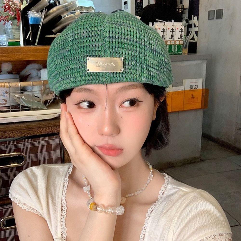 Breathable Weave Hat Vintage Crochet Knitted Cap Brimless Cap Hollowed Out Beret Hat  Beach