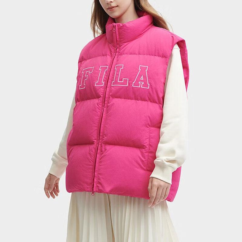 New FILA Down Vest Unisex True Rose Red F51U349903FWI