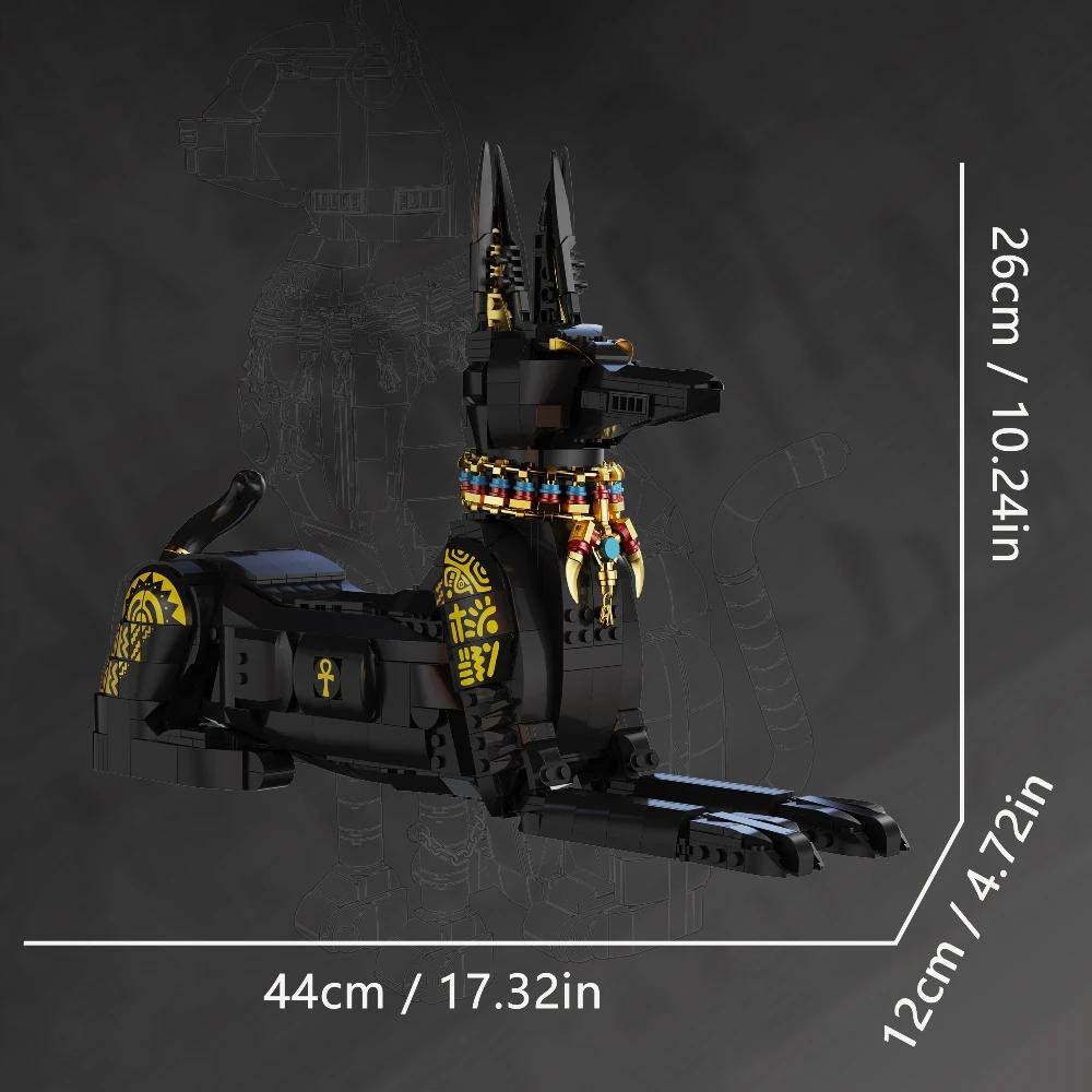 7066 Egyptský faraon pes 1208 dílků Socha inspirovaná starověkou mytologií s detaily hieroglyfů Stavebnice pro vlastní montáž Hračka