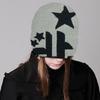 Women Knit Beanie Hats Warm Ear Protector Hat Teens Jacquard Star Handmade Hat
