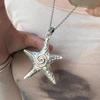 Summer Silver Matte Starfish Necklace - Cool Subculture Pentagram Clavicle Chain