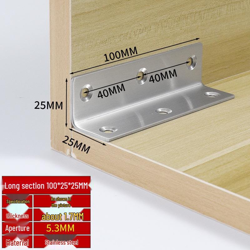 Thick Stainless Steel 90° Angle Bracket for Furniture Fastening