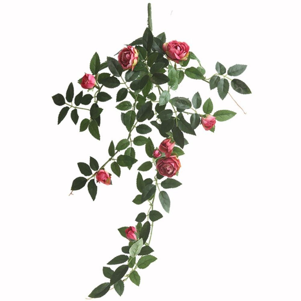 

Rose Bud Artificial Rose Vine Vine Style Ivy Vine Leaves Artificial Rose Flowers Photography Props рожевий червоний колір