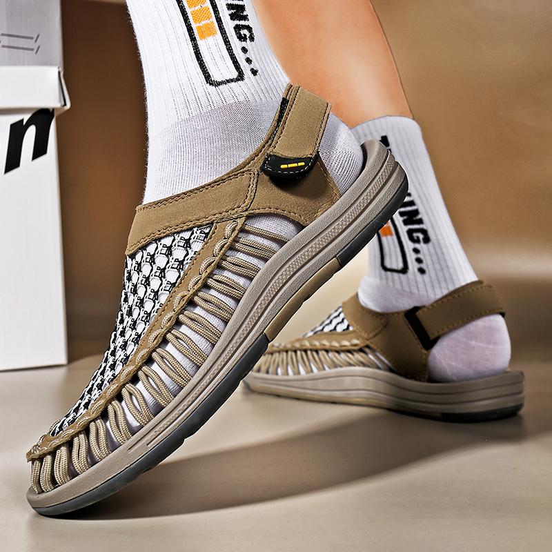 Summer  Men's Sandals Fashion Lightweight Casual Sandals Shoes Large Size Plus-size Hand-knitted Shoes Sandals