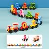 Montessori Magnetic Wooden Train Toys Early Educational Cognition Color Toy Learning Cars Animal Fruits Puzzle Train Set For Kid