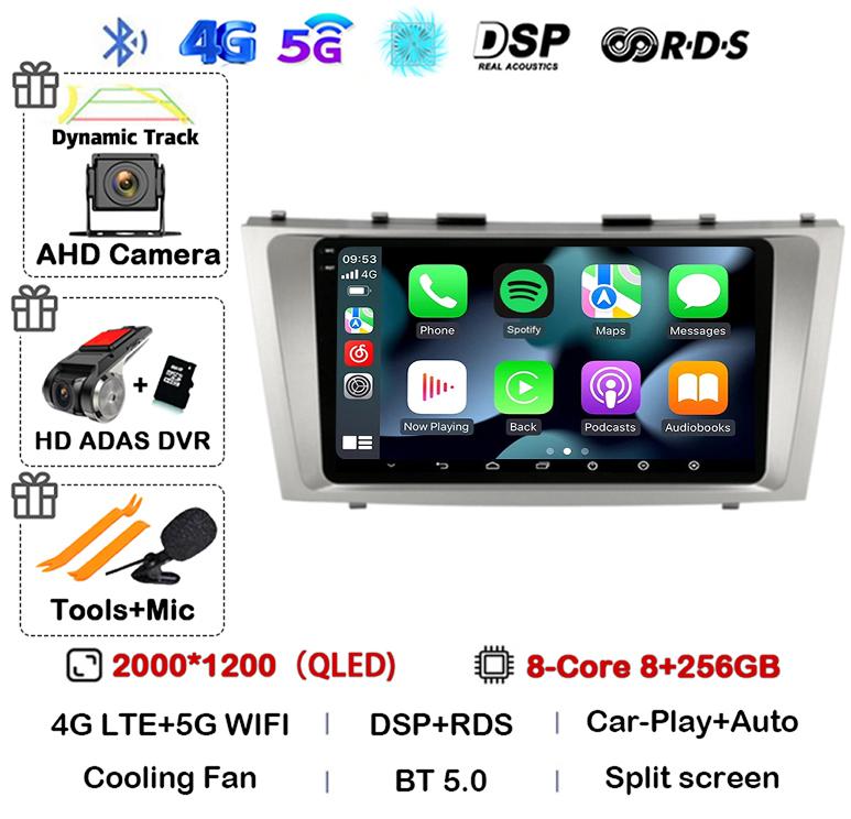 Android 14 Carplay Wifi+4G Car Radio For Toyota Camry 7 XV 40 50 2006-2011 4G Multimedia Player Navigation GPS Stereo 360 Camera