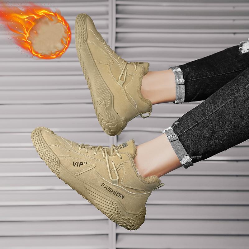 Мужские плюшевые теплые и модные высокие рабочие ботинки — фото 13