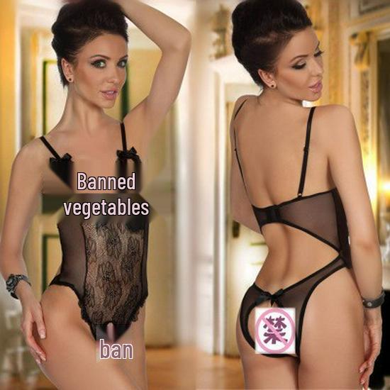 European Lace Sheer Sleepwear Bodysuit with Open Crotch - Erotic Lingerie Set