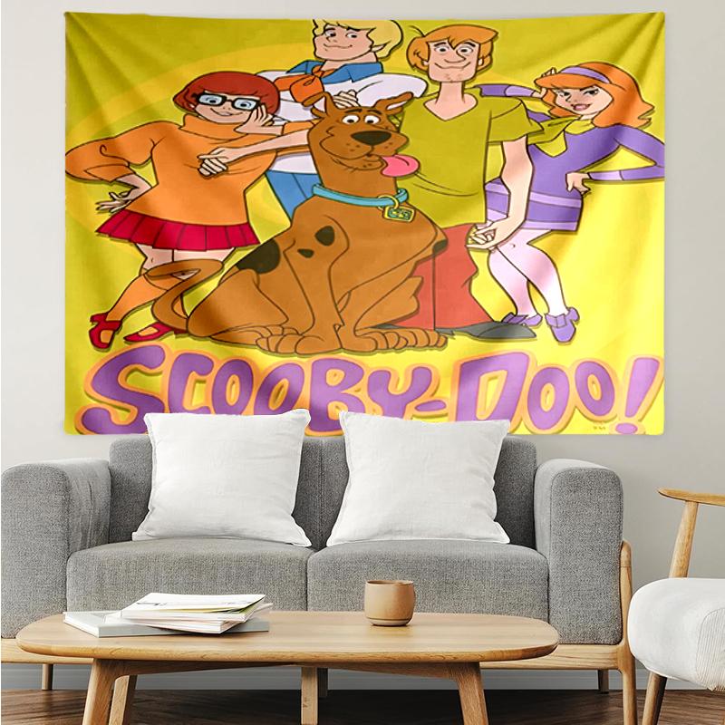 Scooby-Doo Print Tapestry, Backdrop, Easy Setup, Ideal for Bedroom, Office & Living Room, with Aesthetic Wall Hanging Decor.