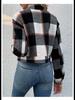 Jesienno-zimowa kurtka kardigan w kratę - Długi rękaw, styl europejski i amerykański
