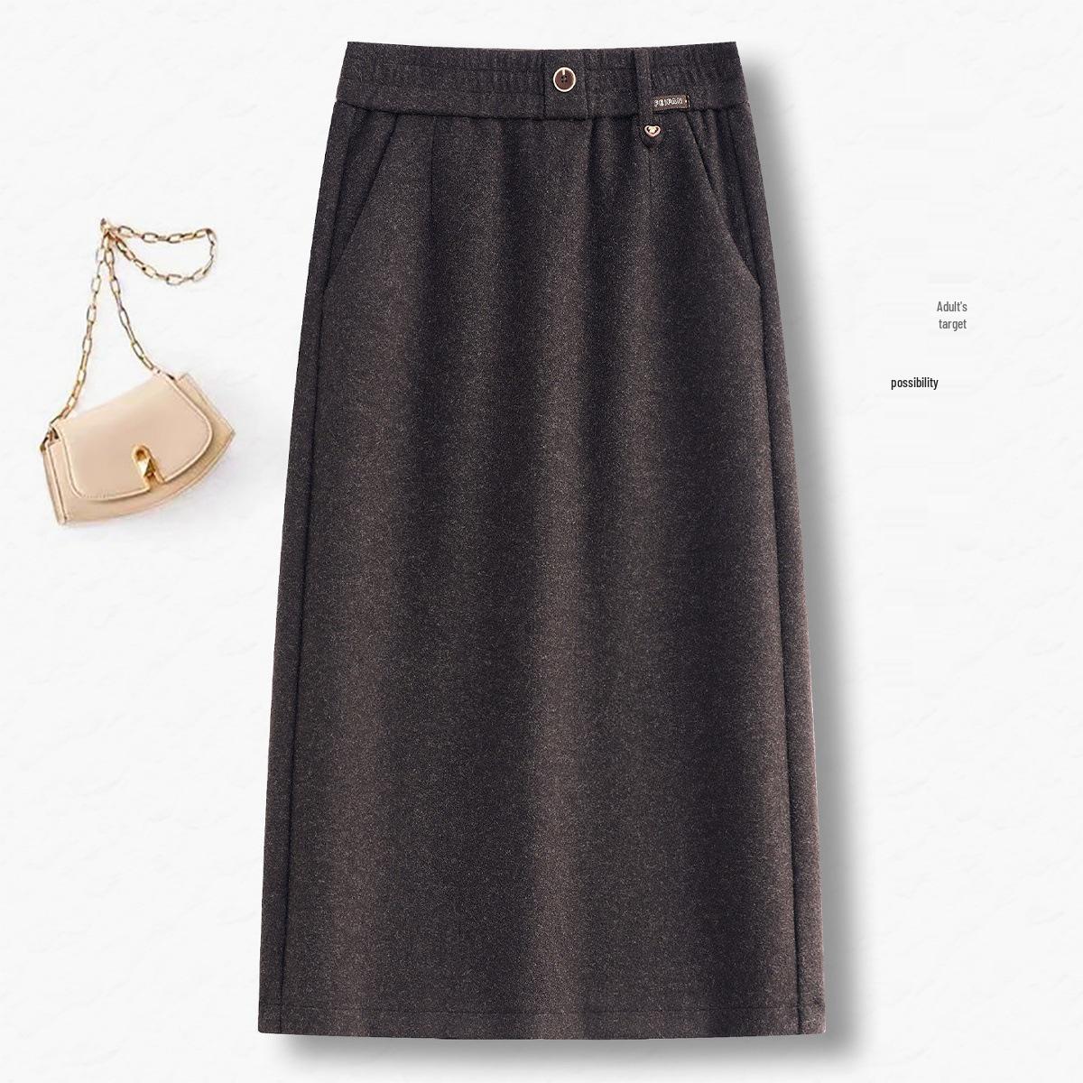 

Women s Elastic High-Waist Wool Pencil Skirt - Autumn/Winter 2025 Collection 27/M 96-105 lbs кофейный
