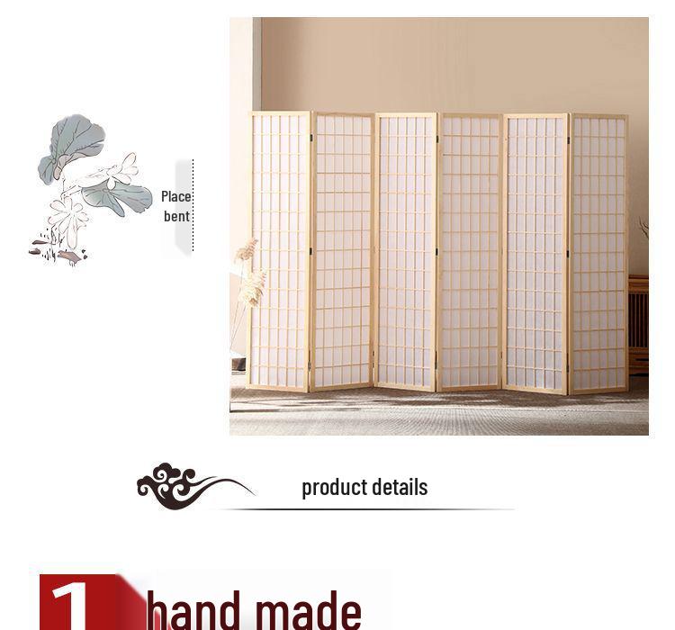 Solid Wood Japanese Folding Screen - Modern Lattice Design for Living Room, Office, or Entrance Hall