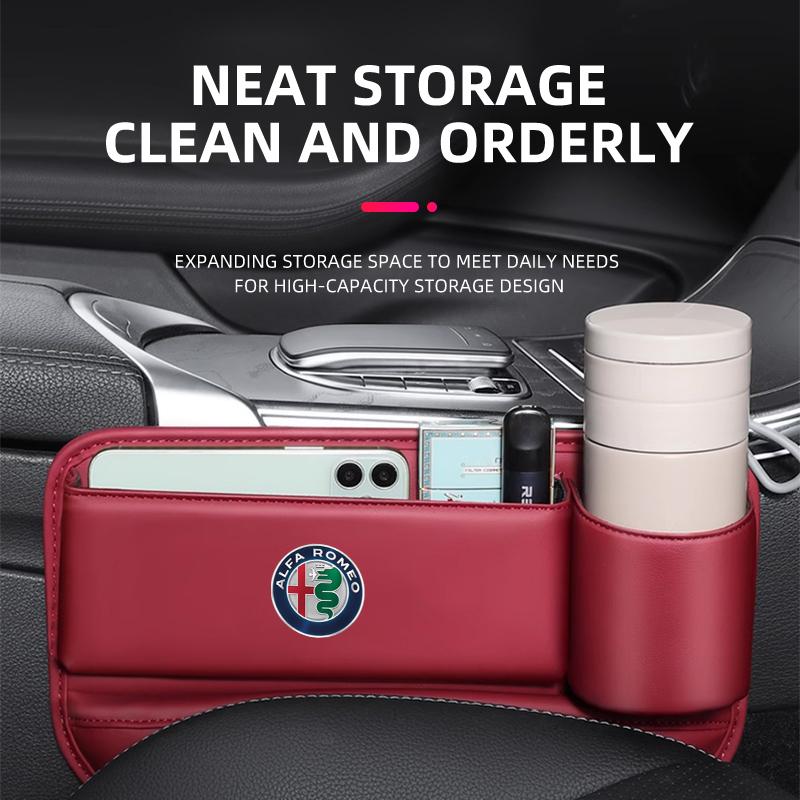 Car Seat Gap Organizer Multifunction Storage Box Cup Pocket For Alfa Romeo 159 Mito Stelvio Brera Spider Giulietta Giulia