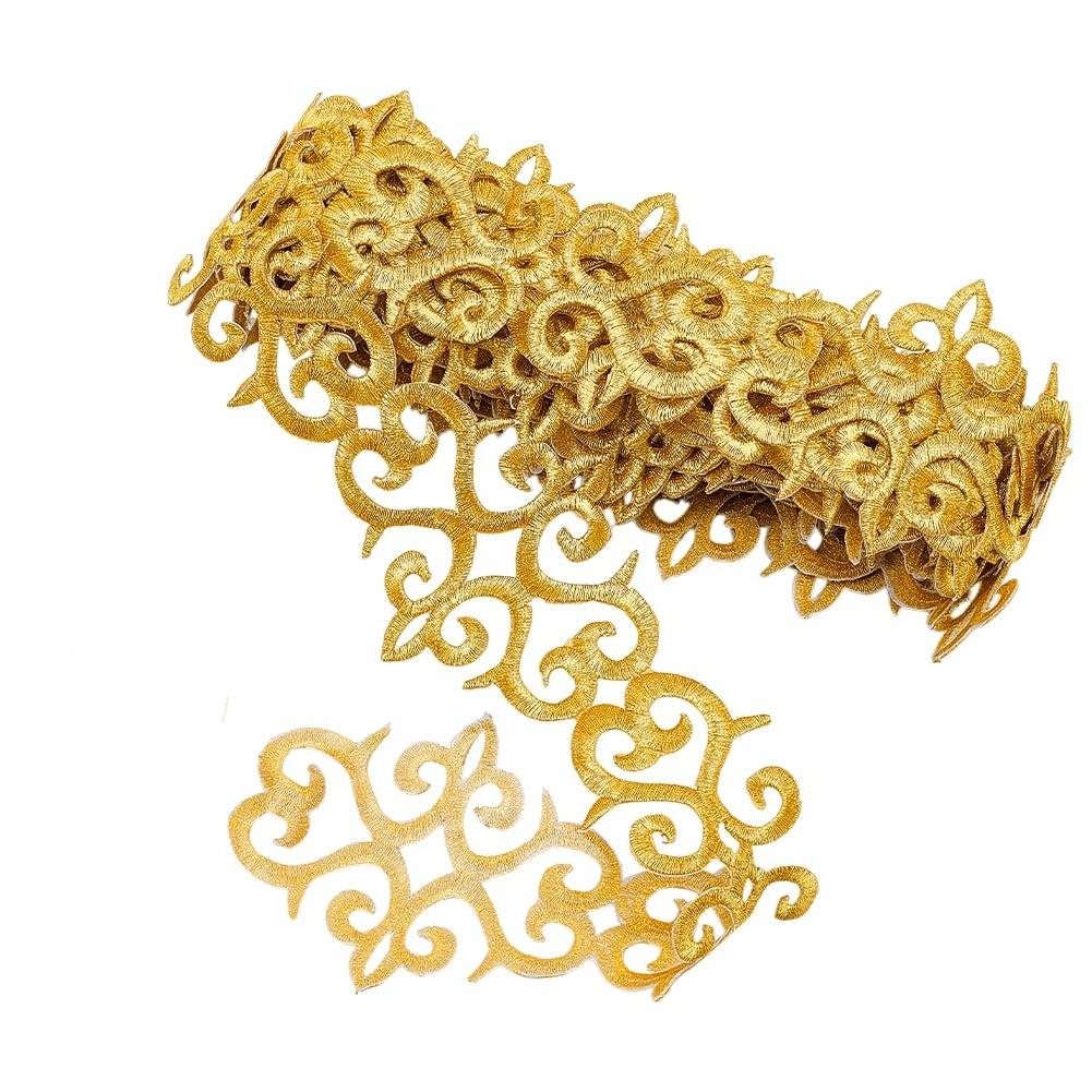 1M Hot Melt Adhesive Metallic Lace Ribbon Crafts DIY Embroidery Lace Trim Iron on Flower 7.6cm Sewing Wedding Dresses Home Decor
