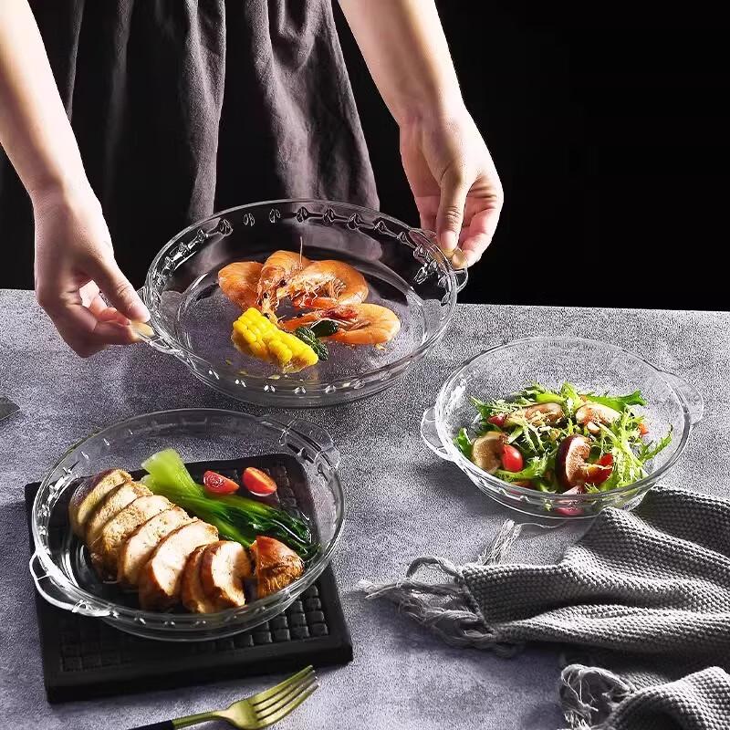 Heat-Resistant Round Tempered Glass Baking & Dinner Plate 7 inch