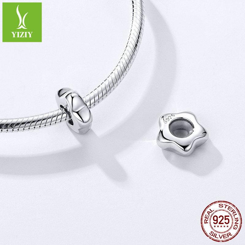S925 Sterling Silver Star Bead Plated Platinum Fashion Beaded Bracelet Silicone Silver Jewelry Accessories