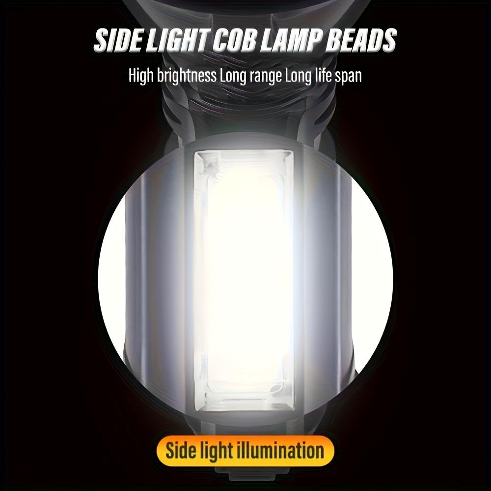 Ultra-bright Rechargeable Handheld Torch with COB Side Light, Four Lighting Modes, USB Charging