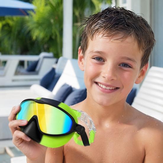 DYS 1/2 Pairs Children Swim Goggles with Earplugs, UV Protection Anti-Fog Pool Nose Cover, No Leakage Swimming Eyewear for Boys Girls