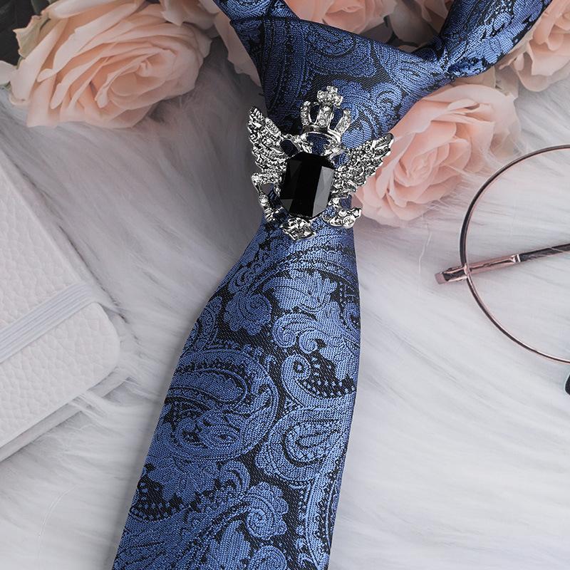 Men'S Emperor Rhinestone Collar Ring Clip Tie Hoop Vintage Knight Tie Hoop Business Shirt Tie Button Brooch