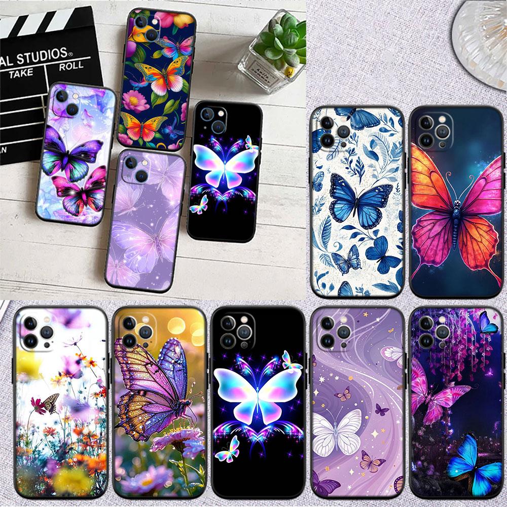 LO26 Colorful Butterfly Soft Shell Phone Case for Redmi Note 13 14 Pro+ Plus A3 A3X 13X 13C 13R 14S 14C 14R