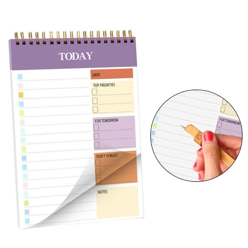 Twin Wire Binding Planner Notebook 104 Pages 5.5x8.66Inch Portable Journal Daily Planner Writing Notepads For Planning