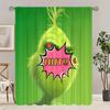 Green Cartoon Christmas Monster Print Curtains, Pole Bag Curtains, Christmas Decorations, Home Decorations, Room Decorations