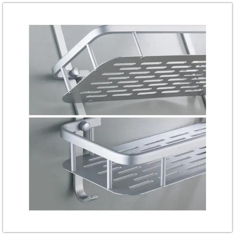 Bathroom Shelf Organizer 30CM Shower Storage Rack Gray Wall Mounted Space Aluminum Toilet Shampoo Holder Shelves Accessories