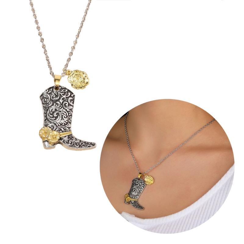 Western Cowgirl Riding Fashion Jewelry Versatile Cowboy Boot Earrings/Necklace Accessory for Casual or Dress Looks