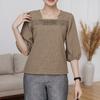 ZANZEA Women Casual Sqaure Collar Summer Loose 3/4 Sleeve Blouse