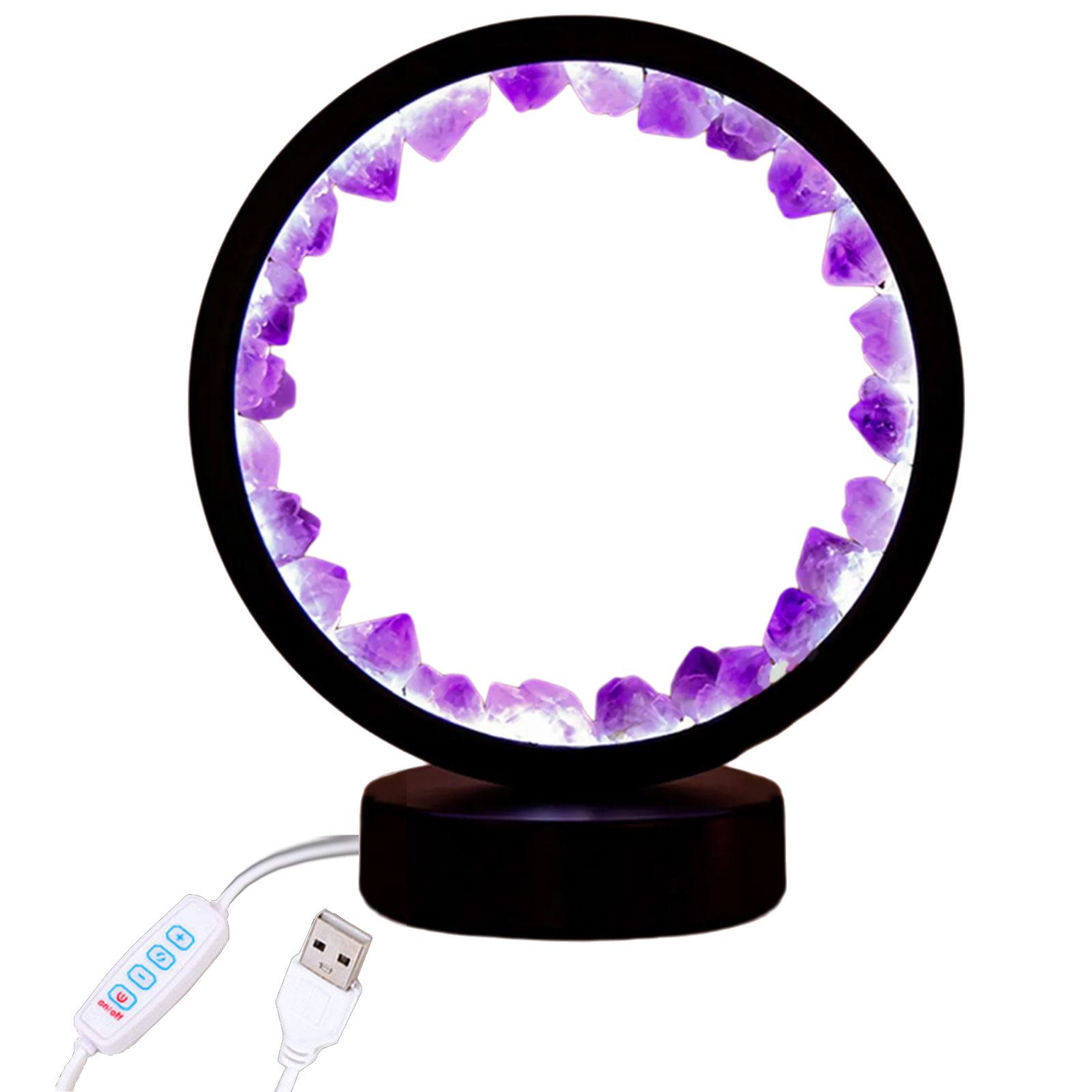 

Светодиодный ночник с исцеляющим камнем аметистом и питанием от USB, с прочным основанием для создания атмосферы в спальне и гостиной 1