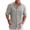 Heren losse effen vlas polokraag met lange mouwen Casual heren wit zwart losse shirts voor herenblouse