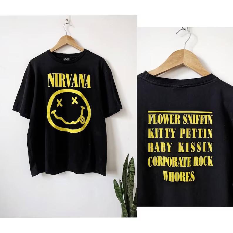 Vintage Nirvana Smile Face TShirt 90s Unisex T-Shirt XL