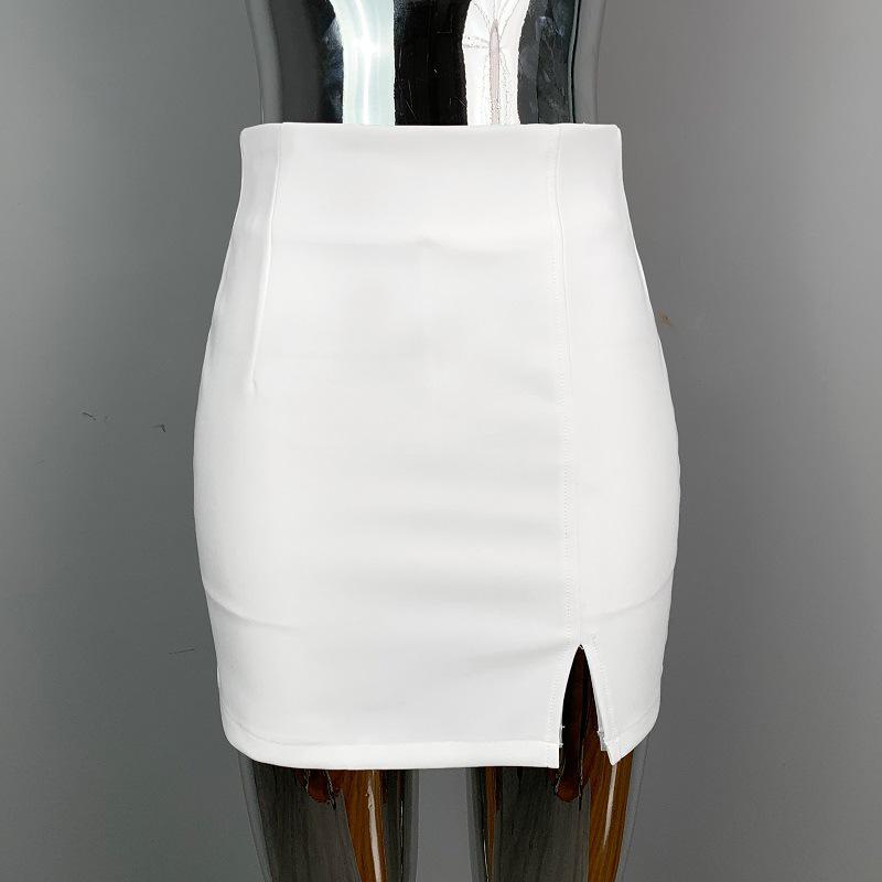 Korean Dongdaemun Stylish High-Waisted Elastic Slimming Slit Short Skirt for Women