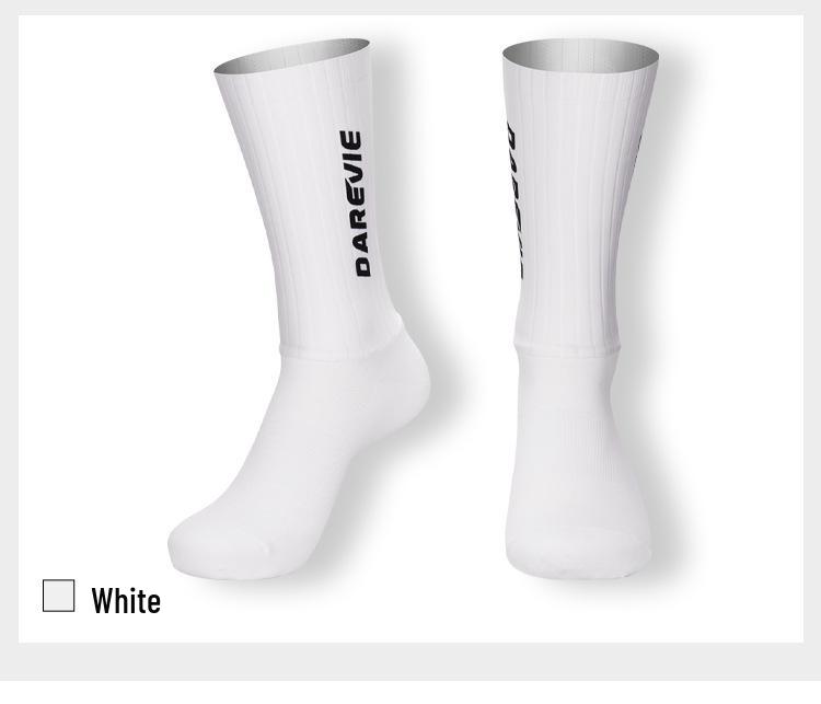 Calzini da Ciclismo Brave Darevie Aero - Lycra a Righe, Traspiranti, Design Aerodinamico