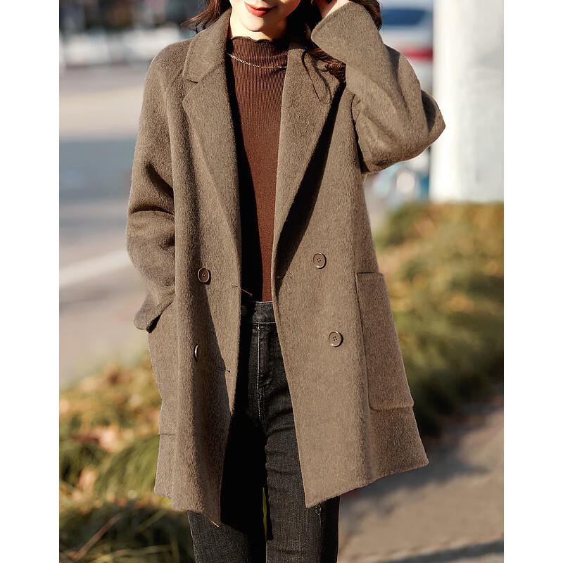 

Women s Elegant Mid-Length Wool Blend Coat L