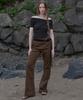 Noir For Woman Punched Flare Denim Pants (Brown)
