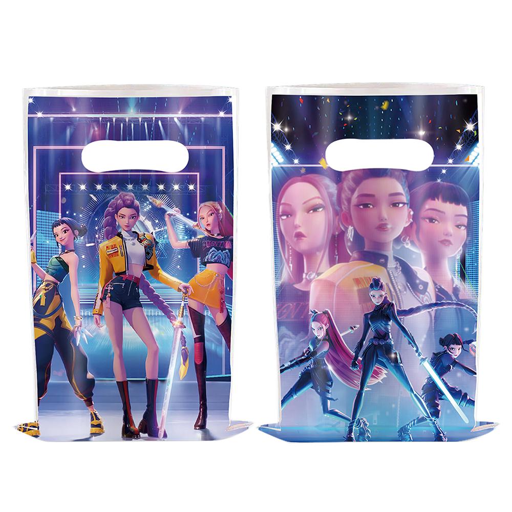 EE   10Pcs Kpop Demon Hunters Candy Paper Bag Gift Bag Loot Bag Cartoon Handbag Goody Bags For Kids Birthday Party Supplies