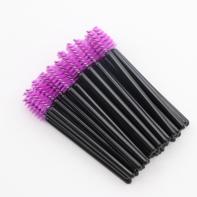 Pack of 50 Disposable Mini Nylon Eyelash and Eyebrow Brushes with Solid Handles